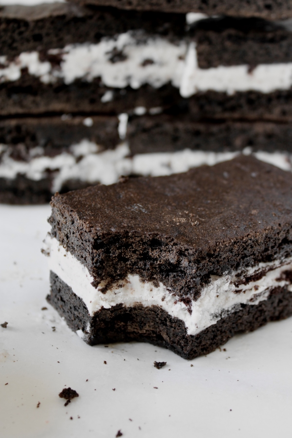 Homemade Ice Cream Sandwiches with a bite taken out