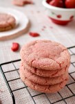 Strawberry sugar cookie on cooling rack