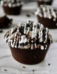 Chocolate Oreo muffins on table