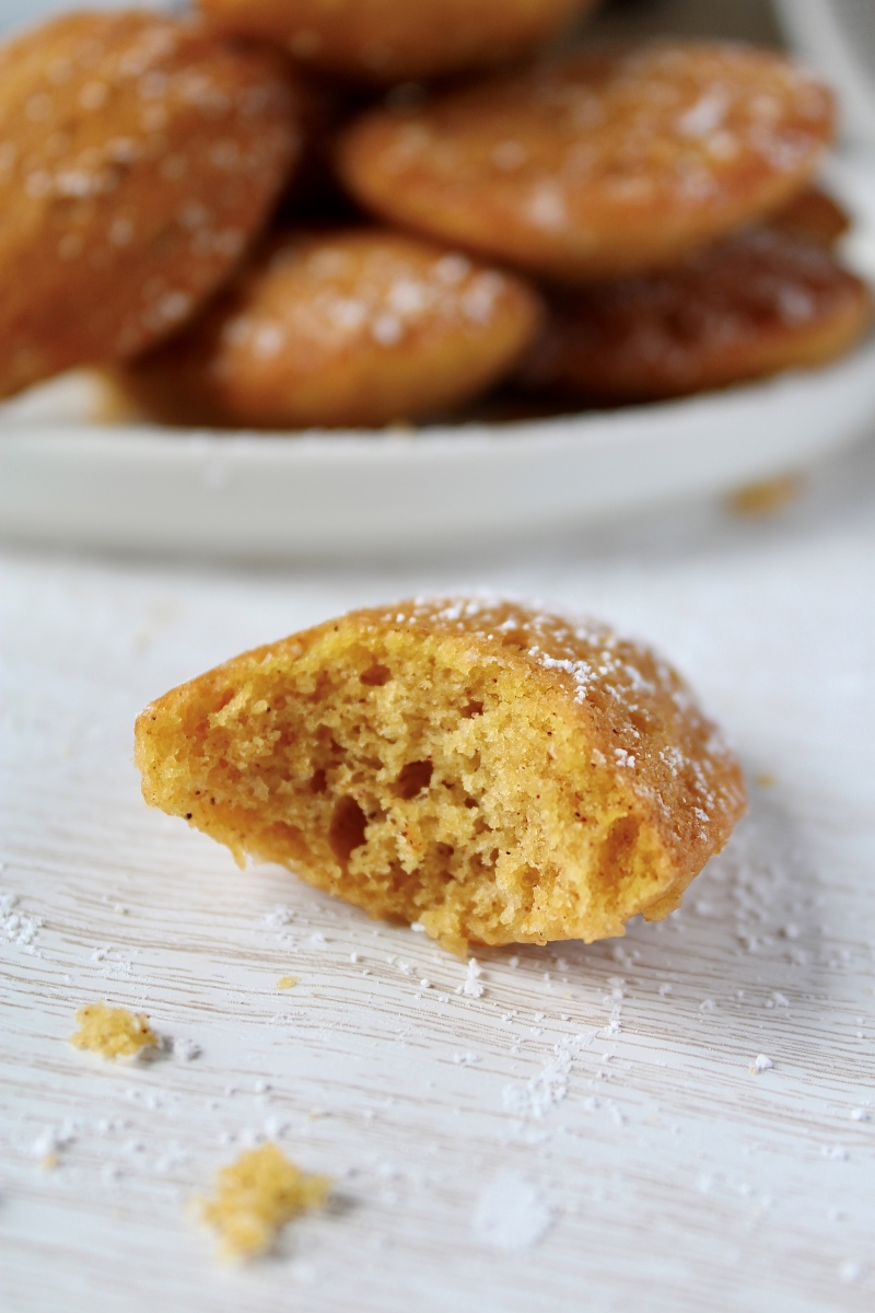 Cross section of pumpkin spice madeleine